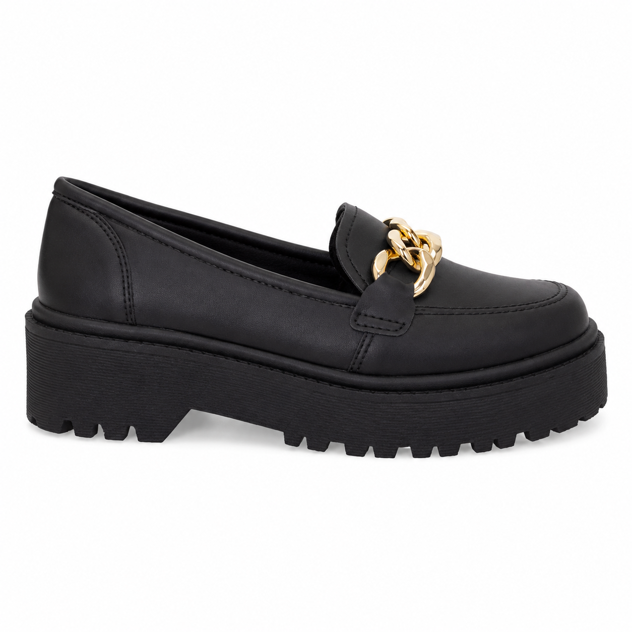 Mocassim Feminino Blogueira Tratorado com Corrente Dourada – Modelo Lisboa