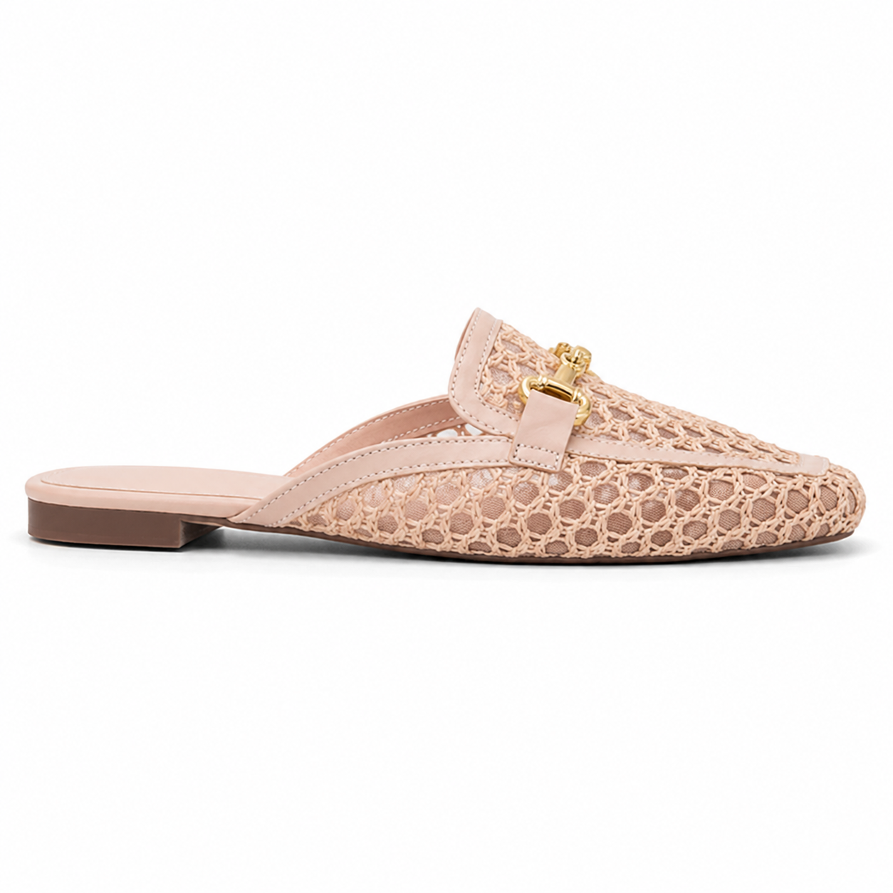 Mule Feminino Trançado Vazado com Detalhe Dourado – Modelo Málaga
