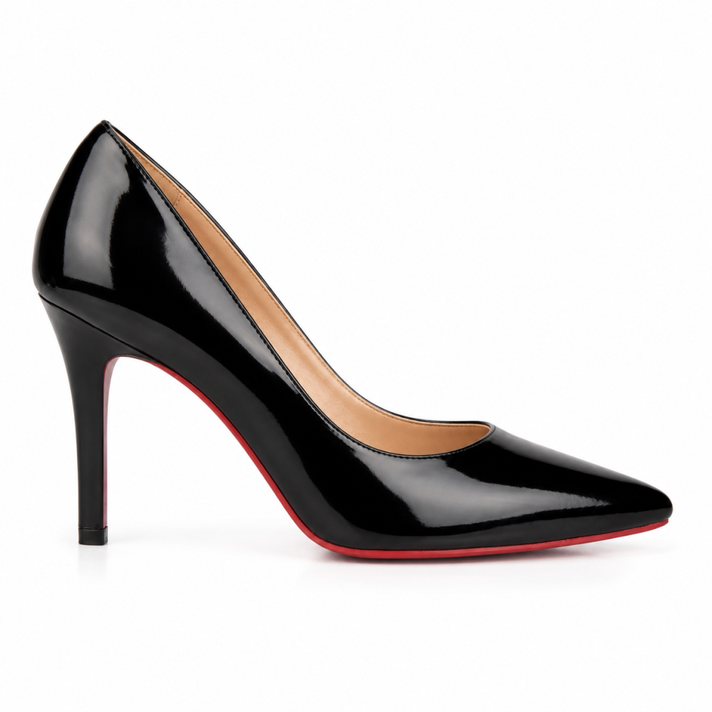 Scarpin Feminino Verniz Preto Solado Vermelho - Modelo Paris