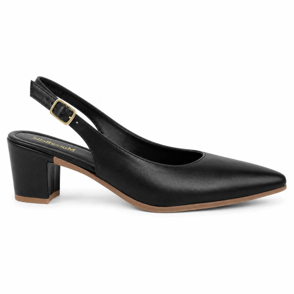 Scarpin Feminino Slingback Preto - Modelo Atenas