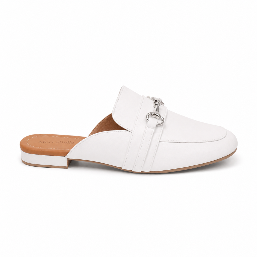 Mule Feminino Detalhe Metal Branco - Modelo Louvre