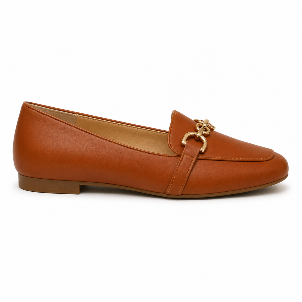 Mocassim Feminino Bico Quadrado Marrom - Modelo Dubai