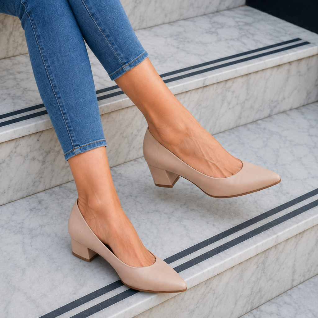 Scarpin Feminino Peep Toe Nude - Modelo Capri