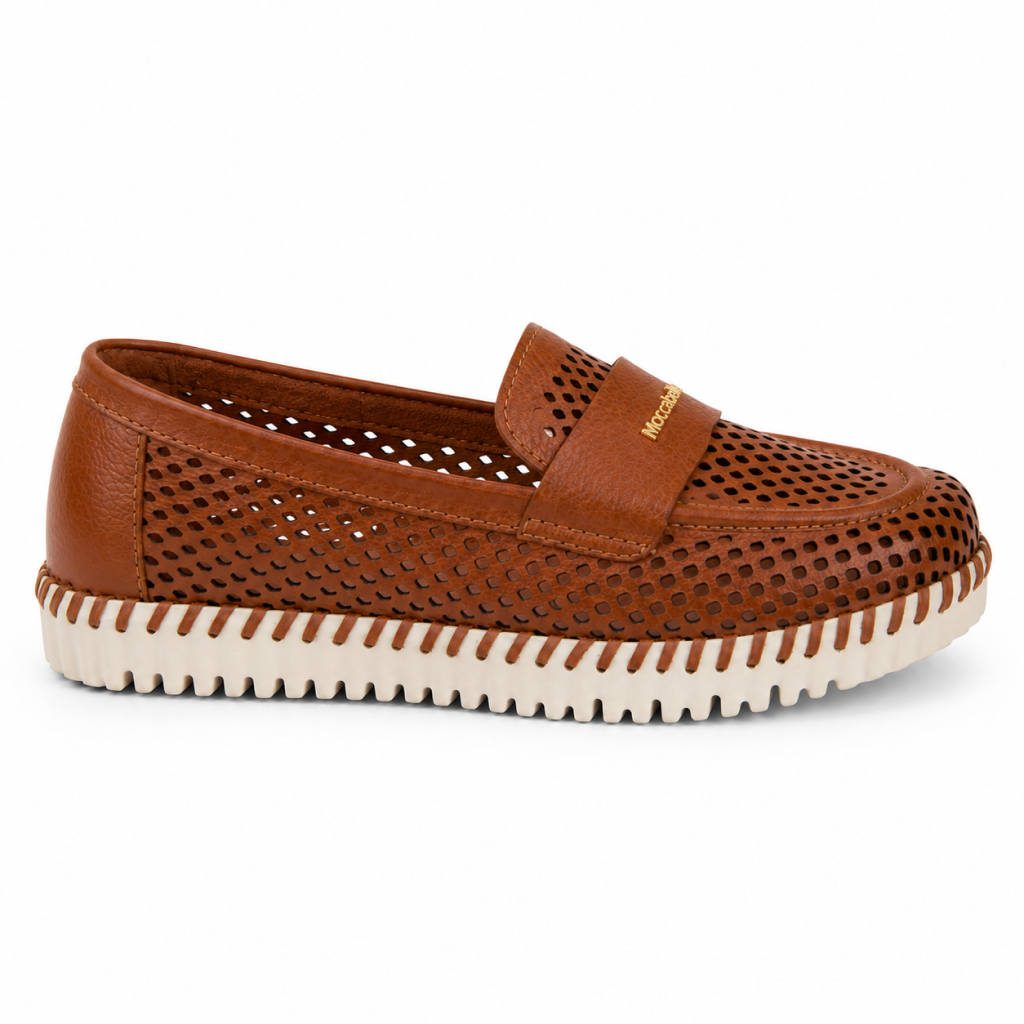 Mocassim Feminino Couro Caramelo - Modelo Florença