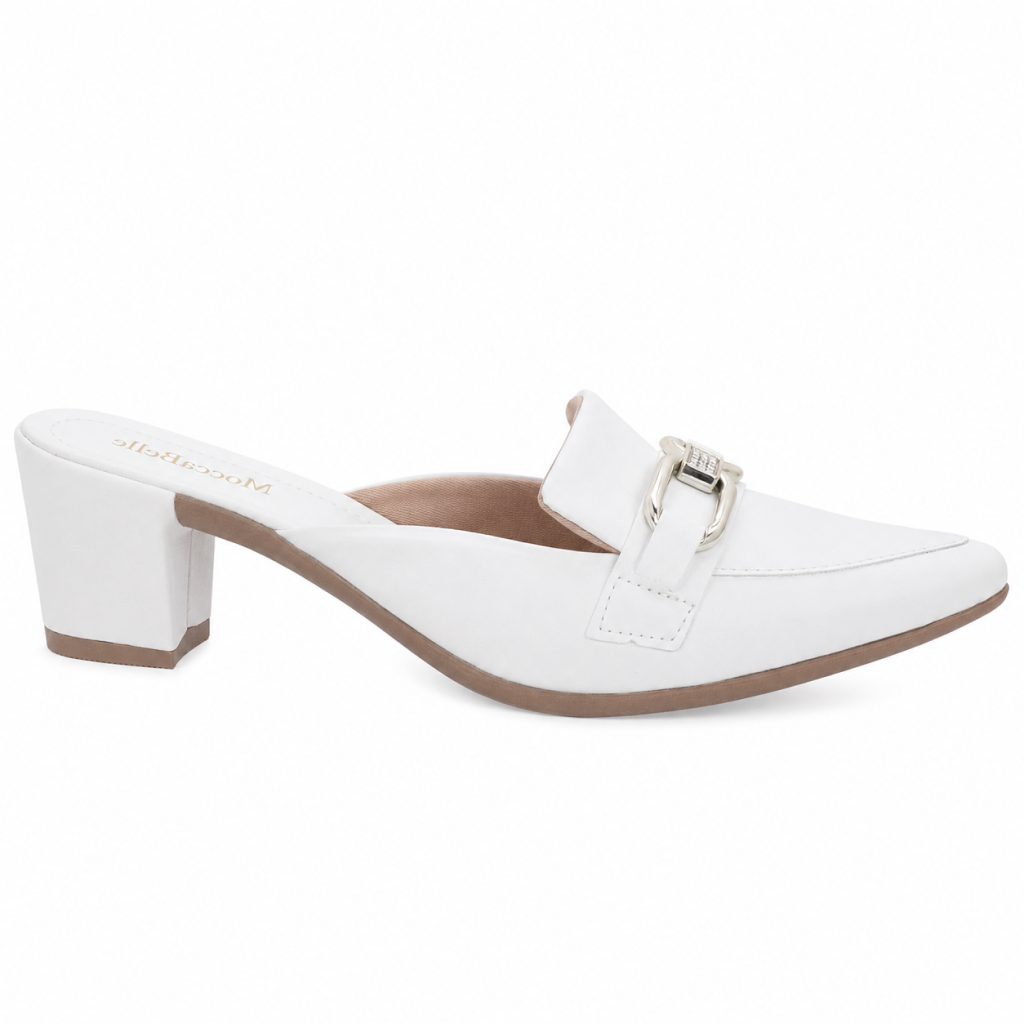 Scarpin Feminino Salto Médio Branco - Modelo Florença
