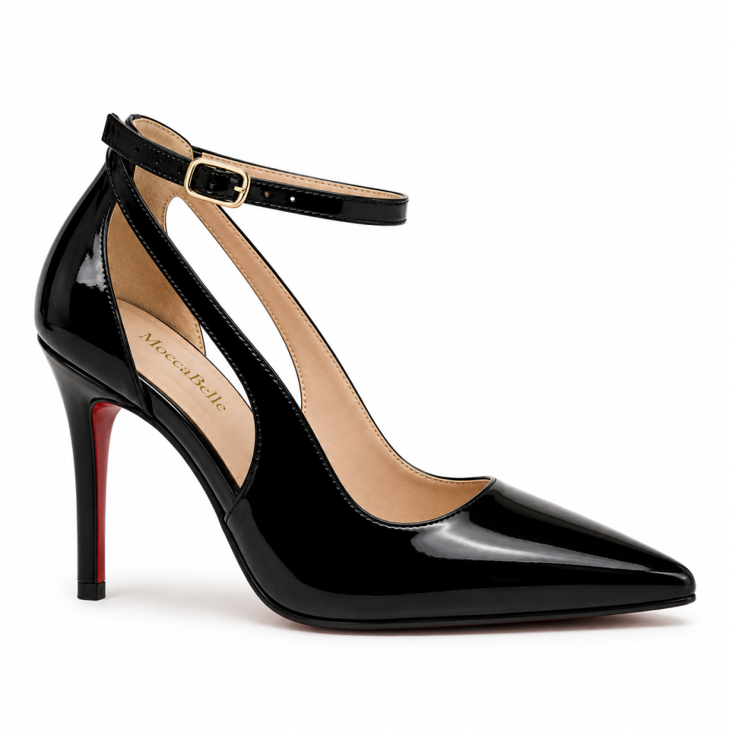 Scarpin Feminino Verniz Preto Solado Vermelho - Modelo Mônaco