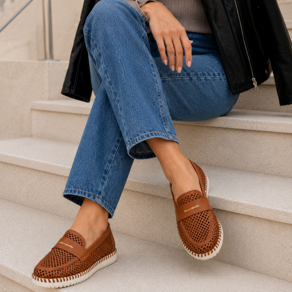 Mocassim Feminino Couro Caramelo - Modelo Florença