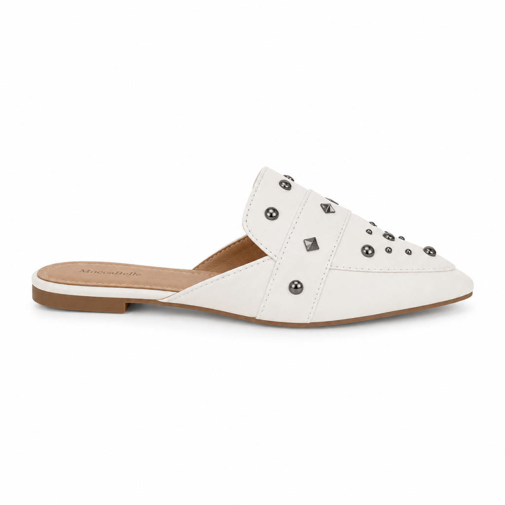 Mule Feminino Bico Fino Branco - Modelo Estocolmo